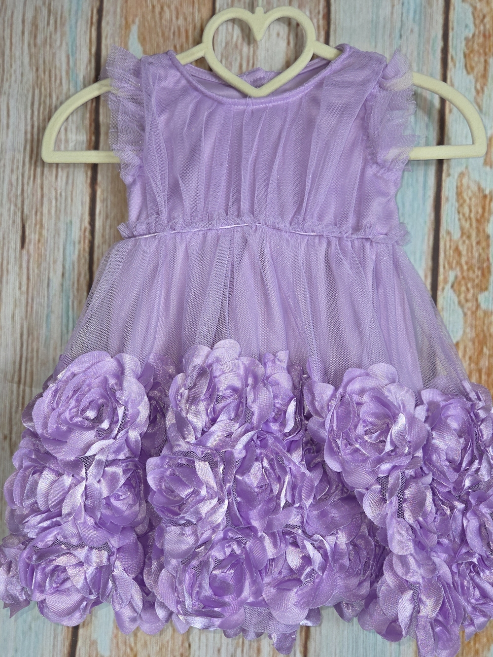 Nannette Lavender Tulle Dress W/beautiful 3D Roses. Size 12m